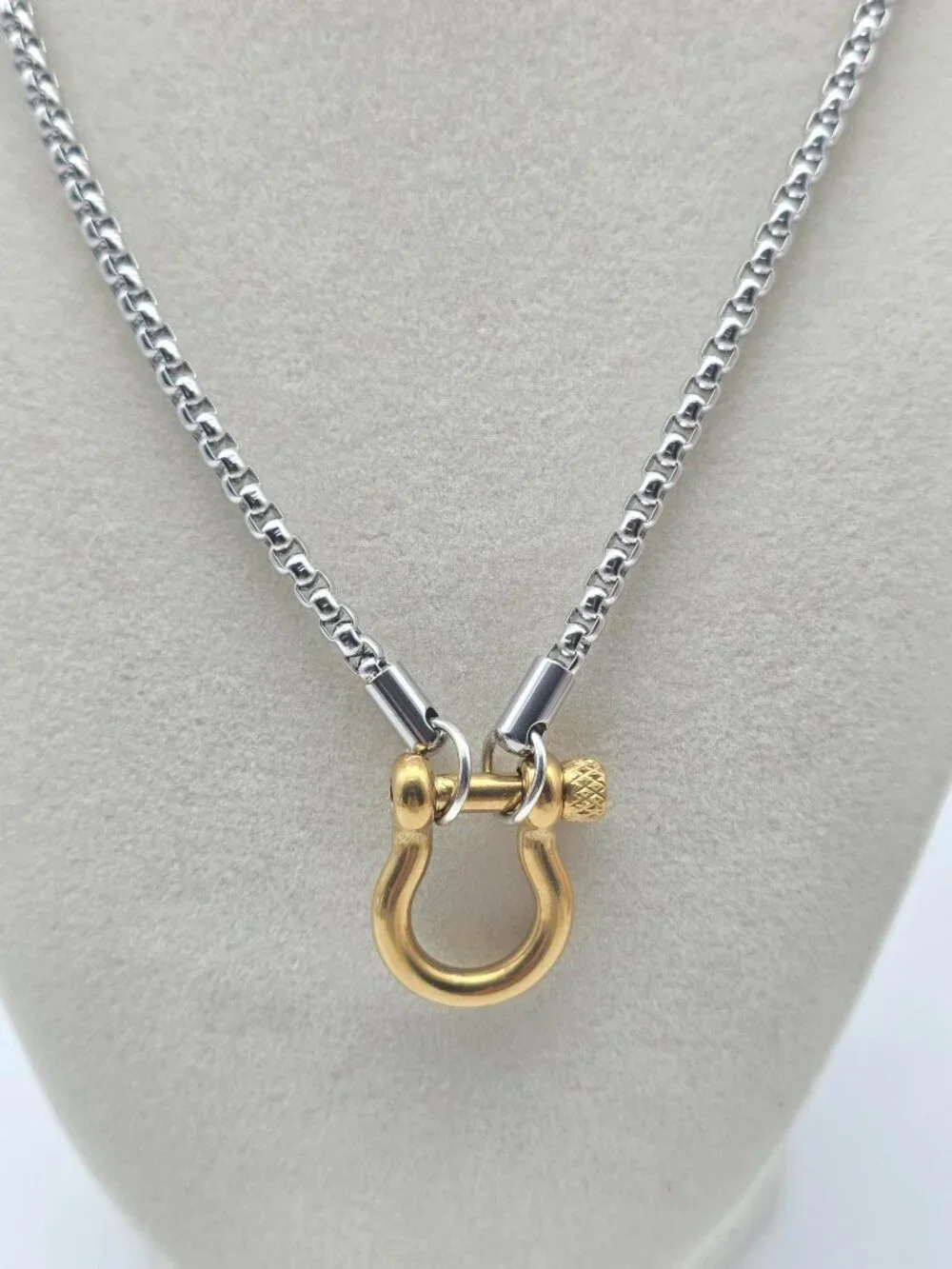 Horse Show Style Stainless Steel Chain with Authentic Louis Vuitton Padlock